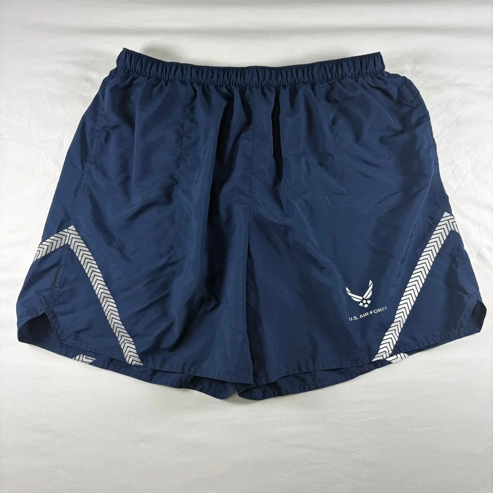 US Air Force PT Shorts Mens Medium Navy Blue Reflective Military‎ Athletic Gym